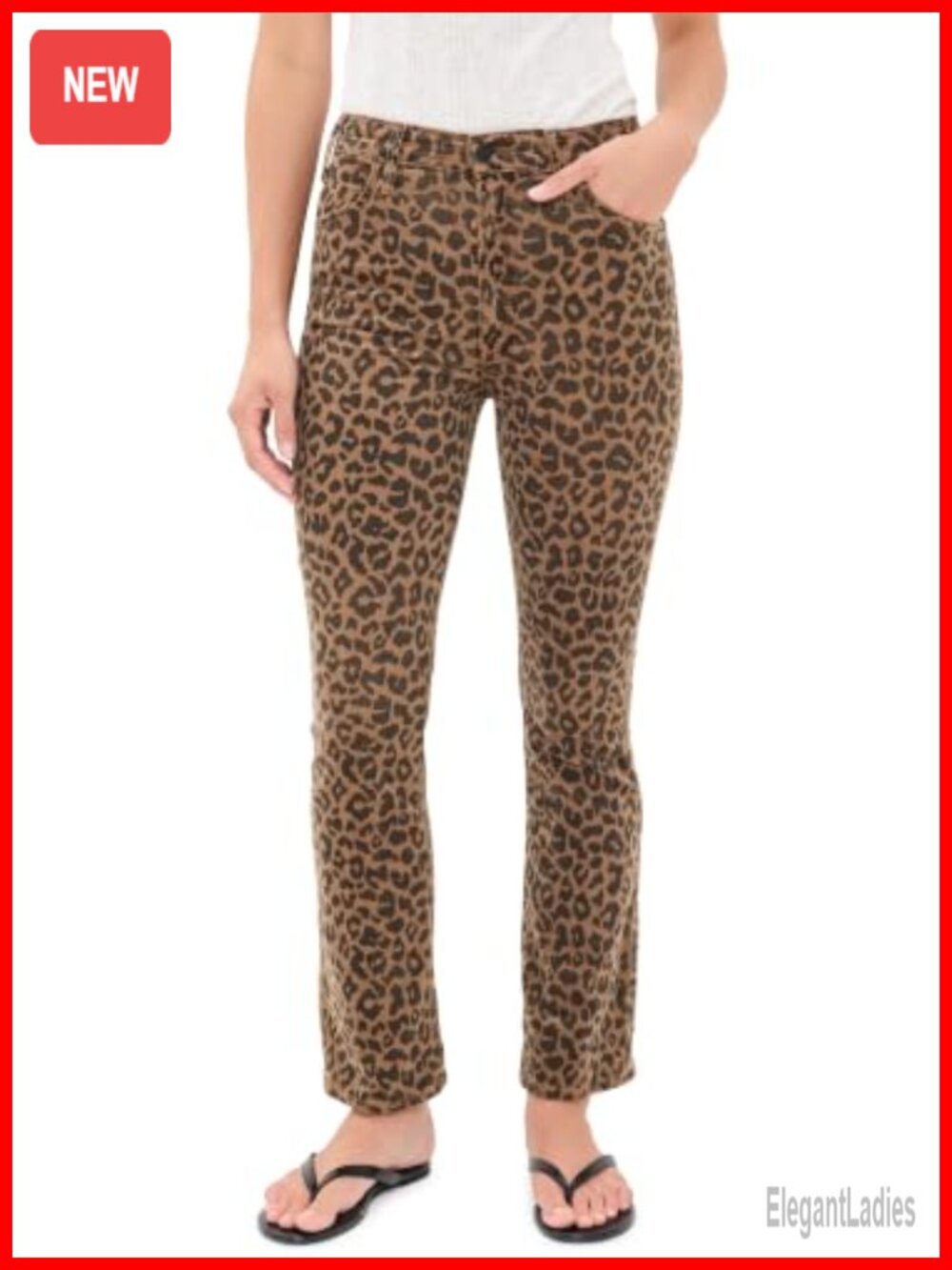 Mother Hustler Flood Mid Rise Skinny Jeans Stretch Corduroy Leopard Print
